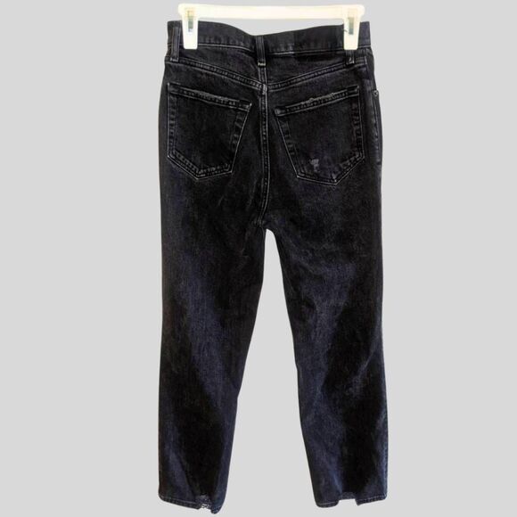 Abercrombie 90s Straight Jeans Women’s Size 26 Short Black High Rise Distressed - Picture 3 of 15